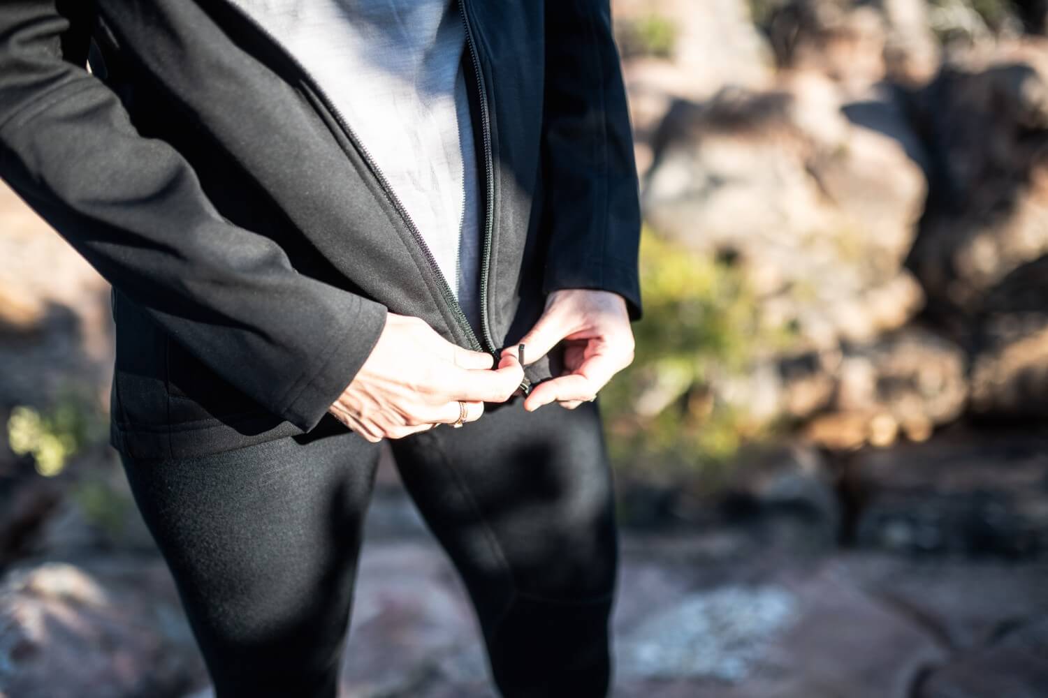 Black Merino jacket and leggings